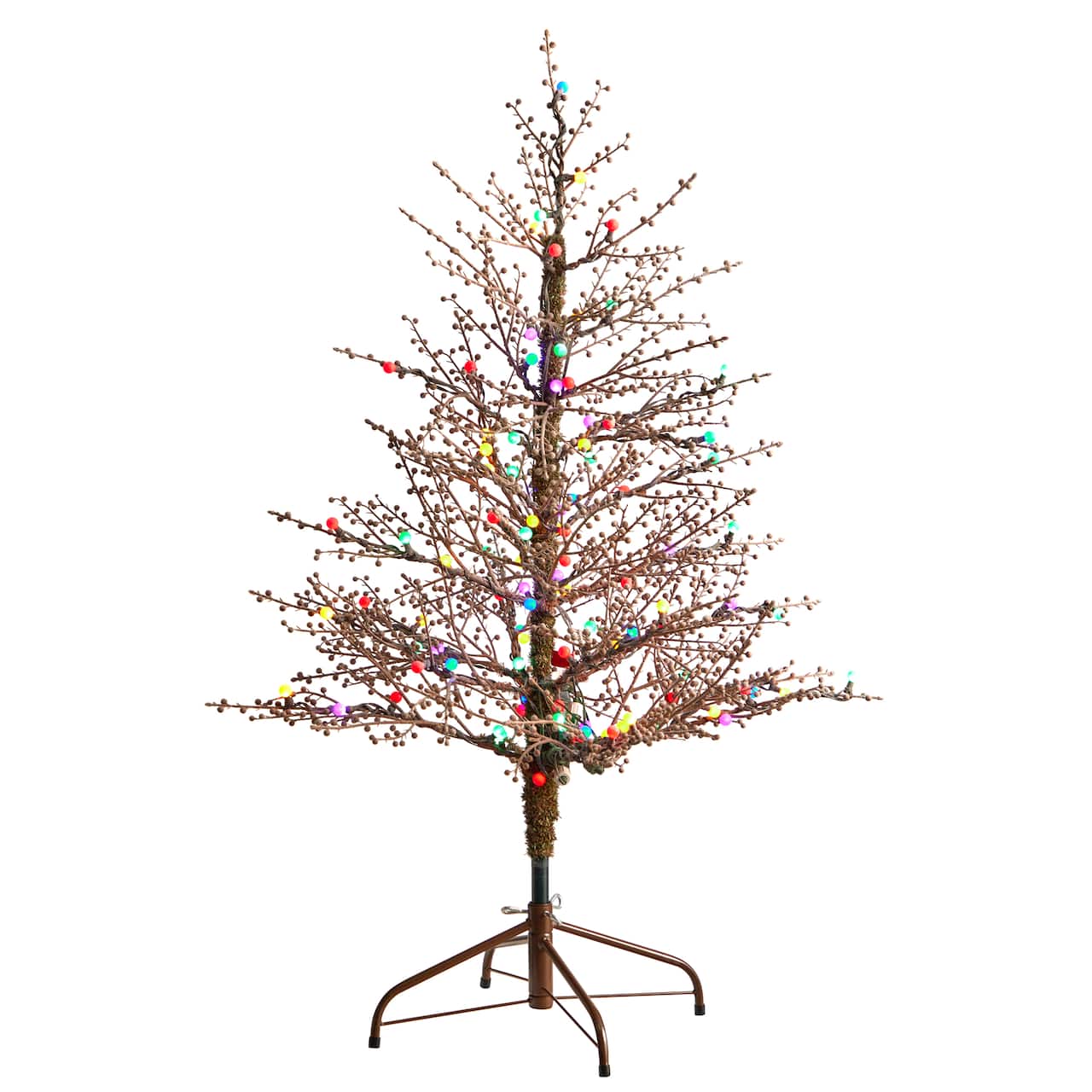 4ft. Pre-Lit Frosted Berry Twig Artificial Christmas Tree, Multicolor Gum Ball LED Lights